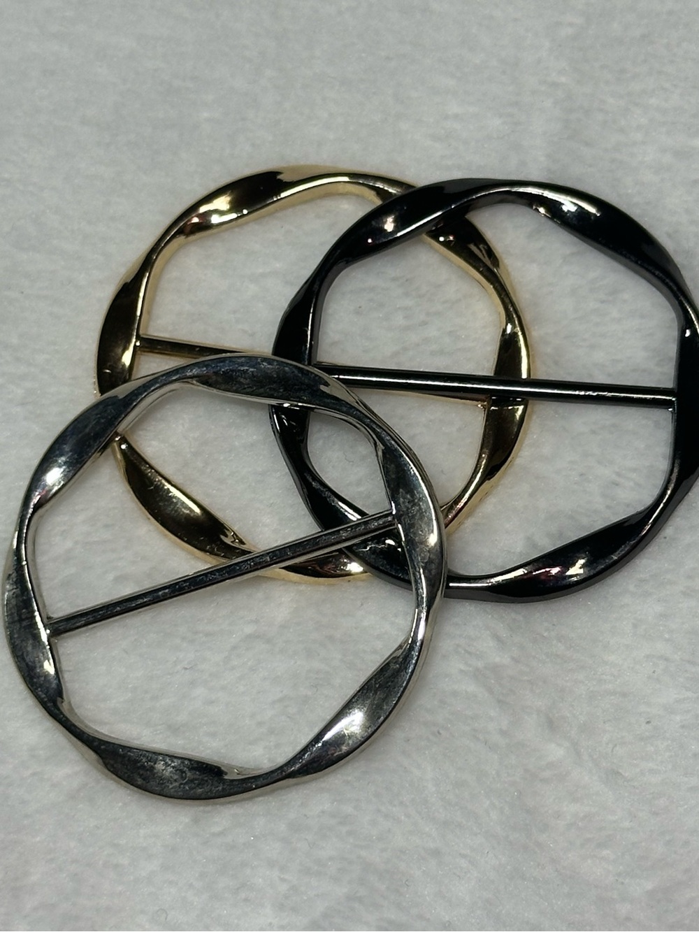 ✨ Vintage Metallic Twisted Scarf Clip & Slide 3-Piece Lot Set ✨